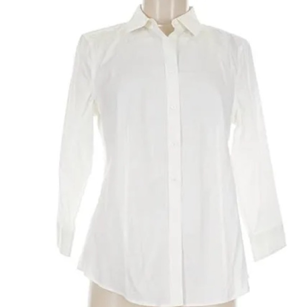 Talbots White Classic Button-Down Blouse - image 1